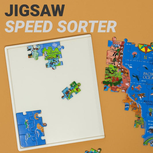 Jigsaw Puzzle Speed Sorter Sorting Tray Board with Slide - Multi Color Options