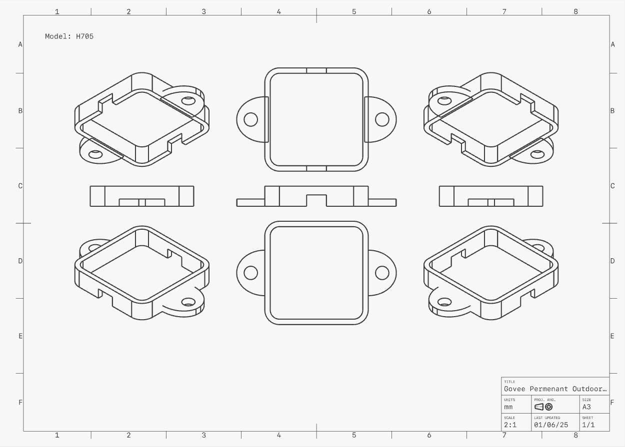 Govee Non-Pro Standard Outdoor Light Mounts H705: Modern Design Brackets